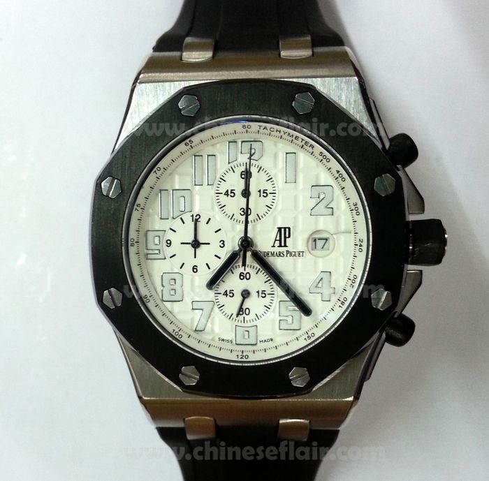AUDEMARS PIGUET Royal Oak White Chronograph black Rubber band AUDEMARS PIGUET Royal Oak White Chronograph black Rubber band